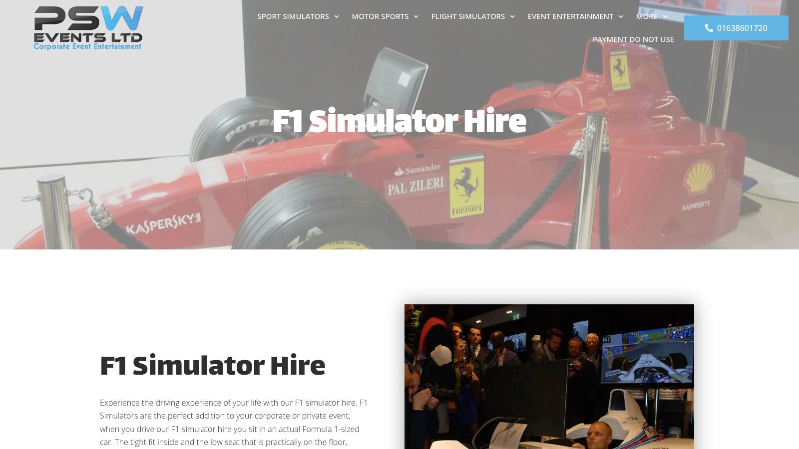 F1 Simulator Hire, PSW Events