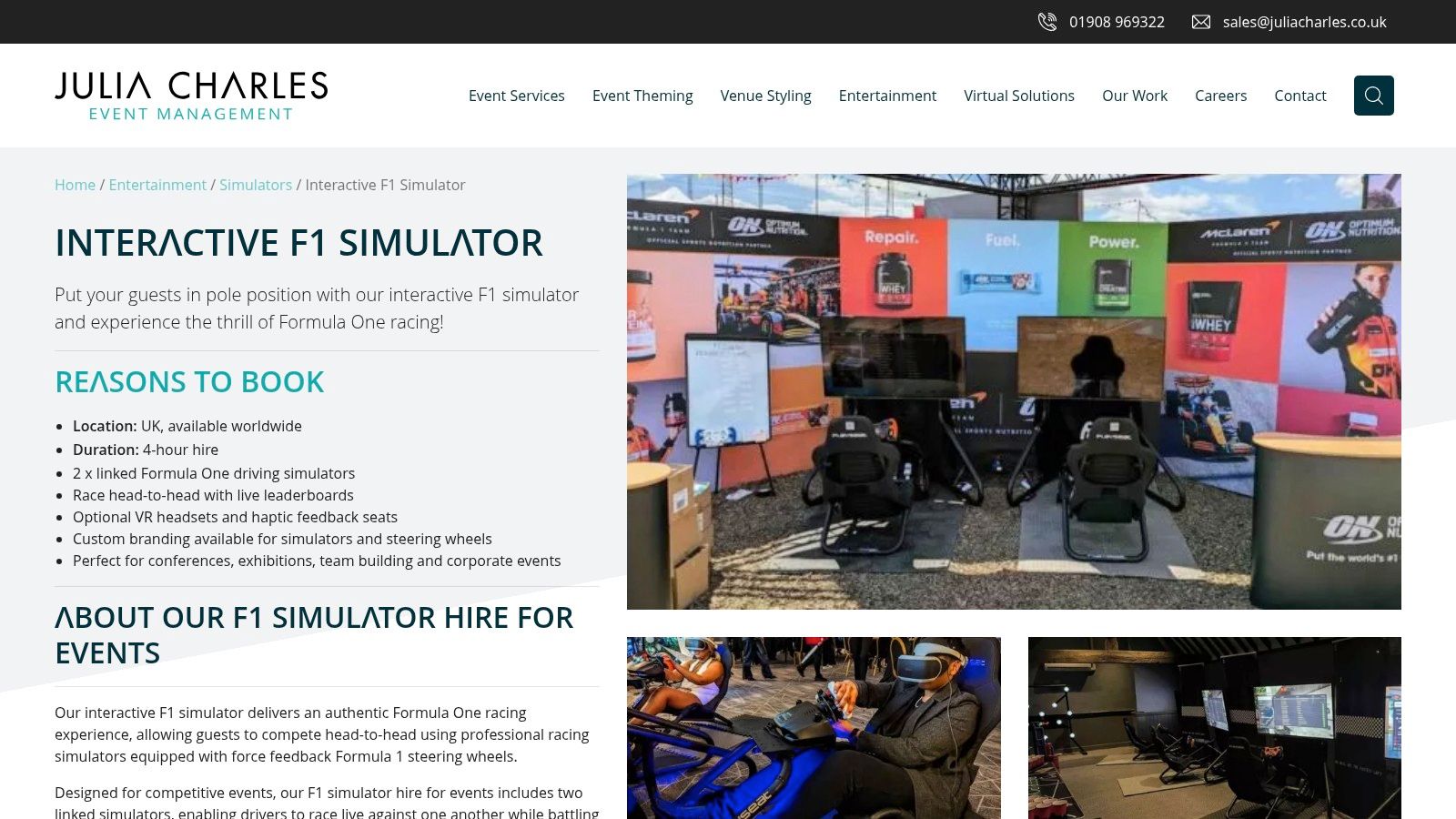 Julia Charles Event Management Interactive F1 Simulator